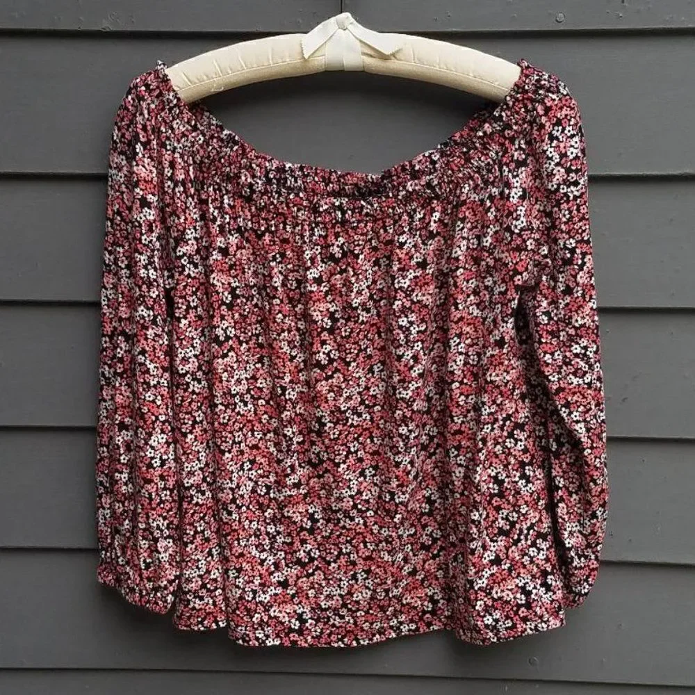 Michael Kors Floral Off the Shoulder Boho Peasant Top size Large